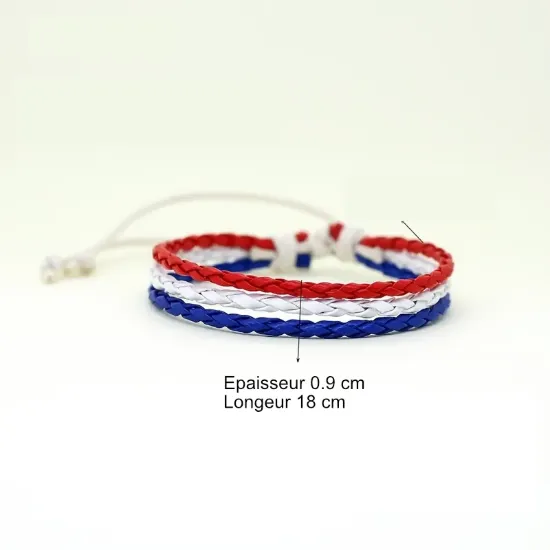 Image de Bracelet tresse bleu blanc rouge