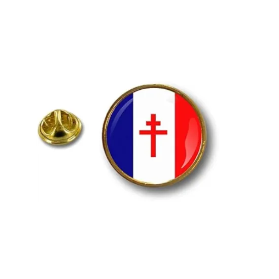 Image de Broche ronde pin drapeau France croix de Lorraine