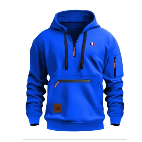 Image de Sweater homme bleu avec pin drapeaux france